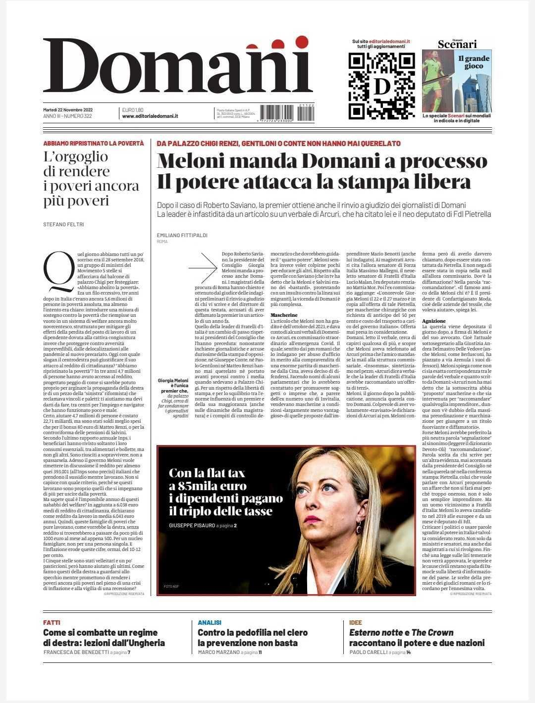 Italy: PM Meloni urged to drop defamation lawsuit against newspaper Domani