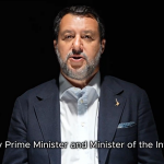 Screenshot taken from the video uploaded on social media platform X by Italy's deputy Prime Minister Matteo Salvini, on 14 September 2023, and subsequently aired by Italian public broadcaster RAI.