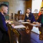 Spanish Minister of the Presidency, Justice and Relations with the Spanish Parliament Felix Bolanos (R) and Culture Minister Ernest Urtasun (2-R) meet with Catalan pro-independent left ERC's Party's parliamentary spokesman Gabriel Rufian (L) and MP Francesc-Marc Alvaro Vidal during a round of talks to reach an agreement for a new package of measures for the democratic regeneration planned by the central government, at the Congress of Deputies, in Madrid, Spain, 23 July 2024. Credits: EPA-EFE/ZIPI ARAGON (epa11492397)