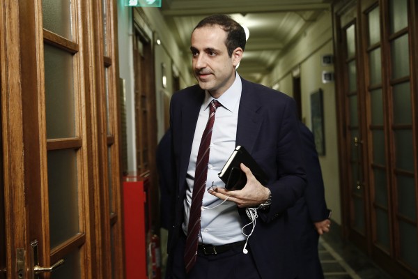 The general secretary of Greek Prime Minister's office, Grigoris Dimitriadis attends during a cabinet meeting in Athens, Greece, 10 July 2019 (reissued 05 August 2022). Prime Minister Mitsotakis's general secretary Grigoris Dimitriadis has submitted his resignation on 04 August 2022, which has been accepted by the prime minister. EPA-EFE/ALEXANDROS VLACHOS