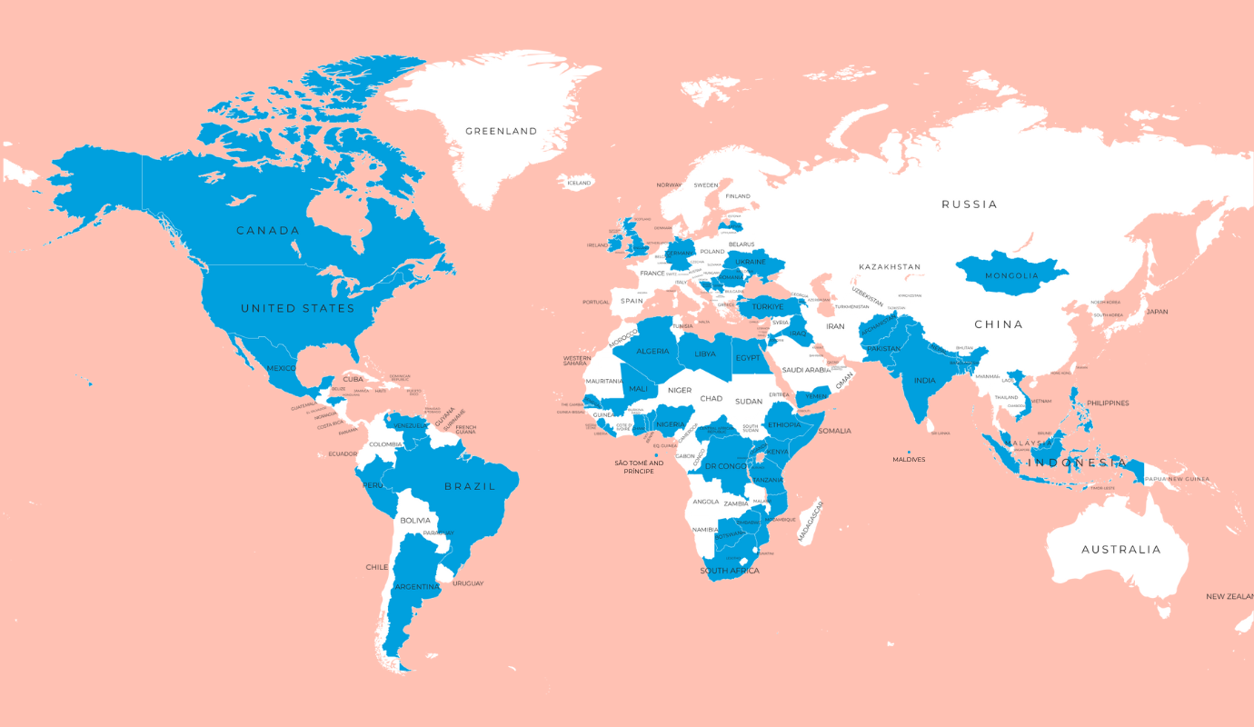 Map of Local News Accelerator 2025 application countries and territories